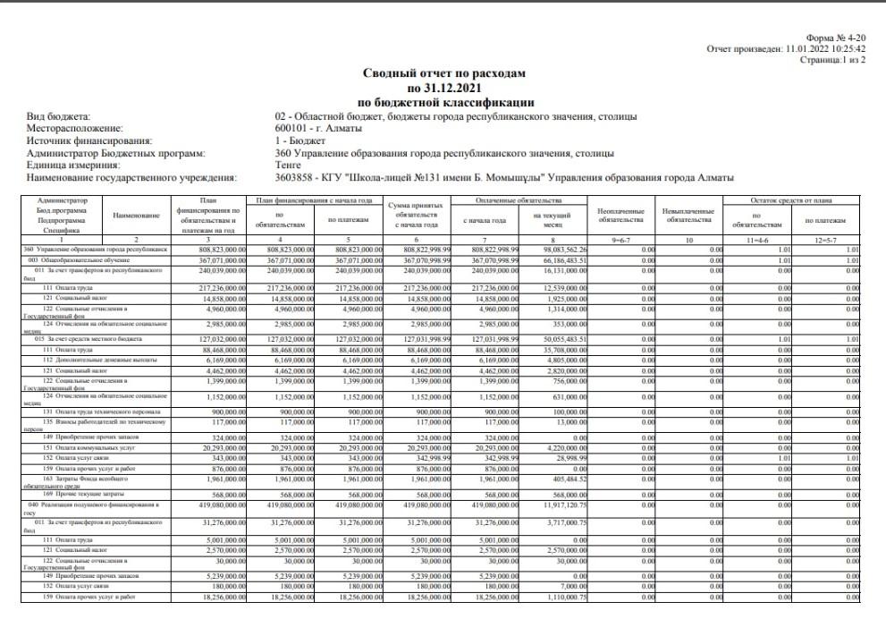 Сводный отчет по расходам по 31.12.2021 по бюджетной классификации