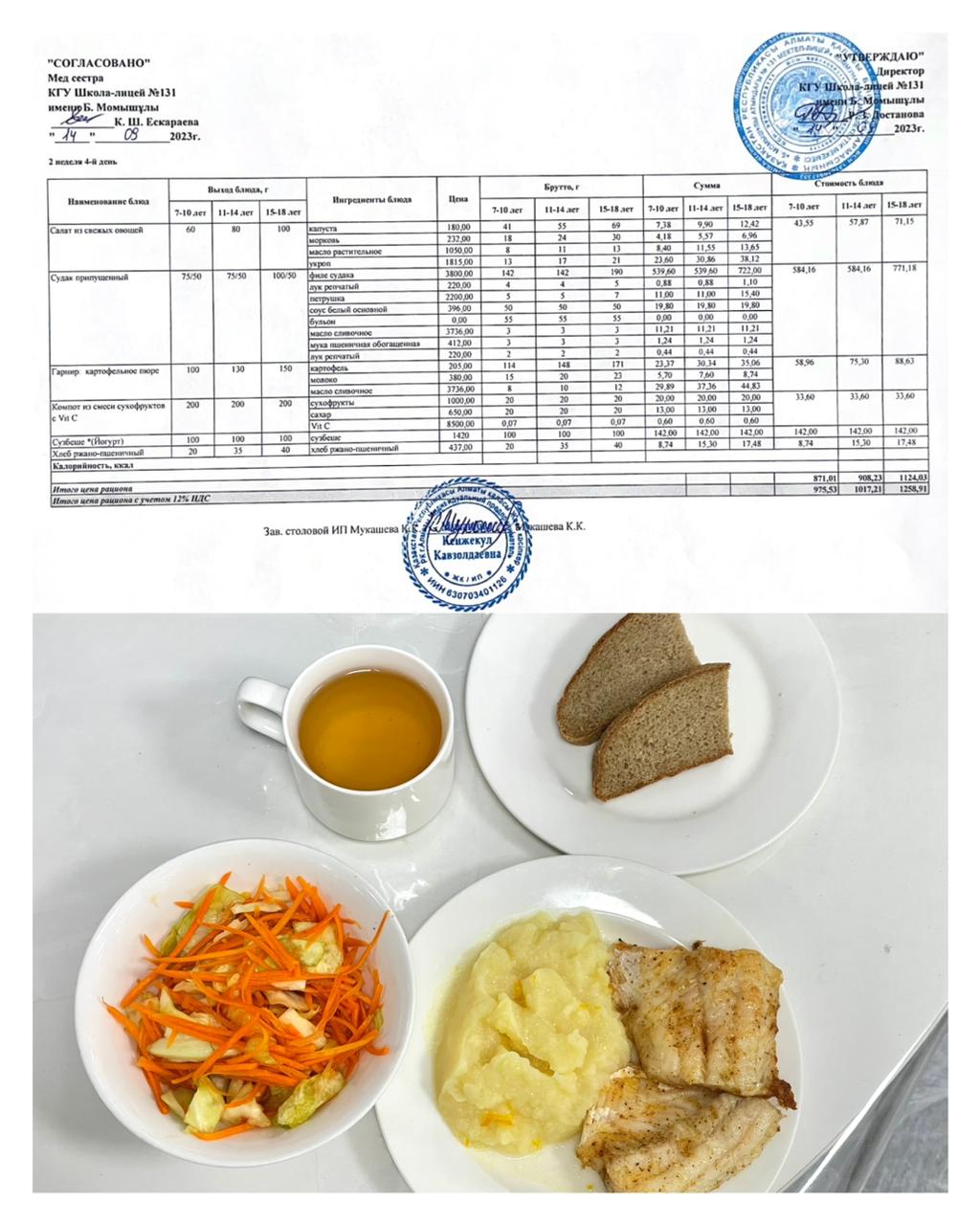 Ас мәзірі (меню) 14.09.2023
