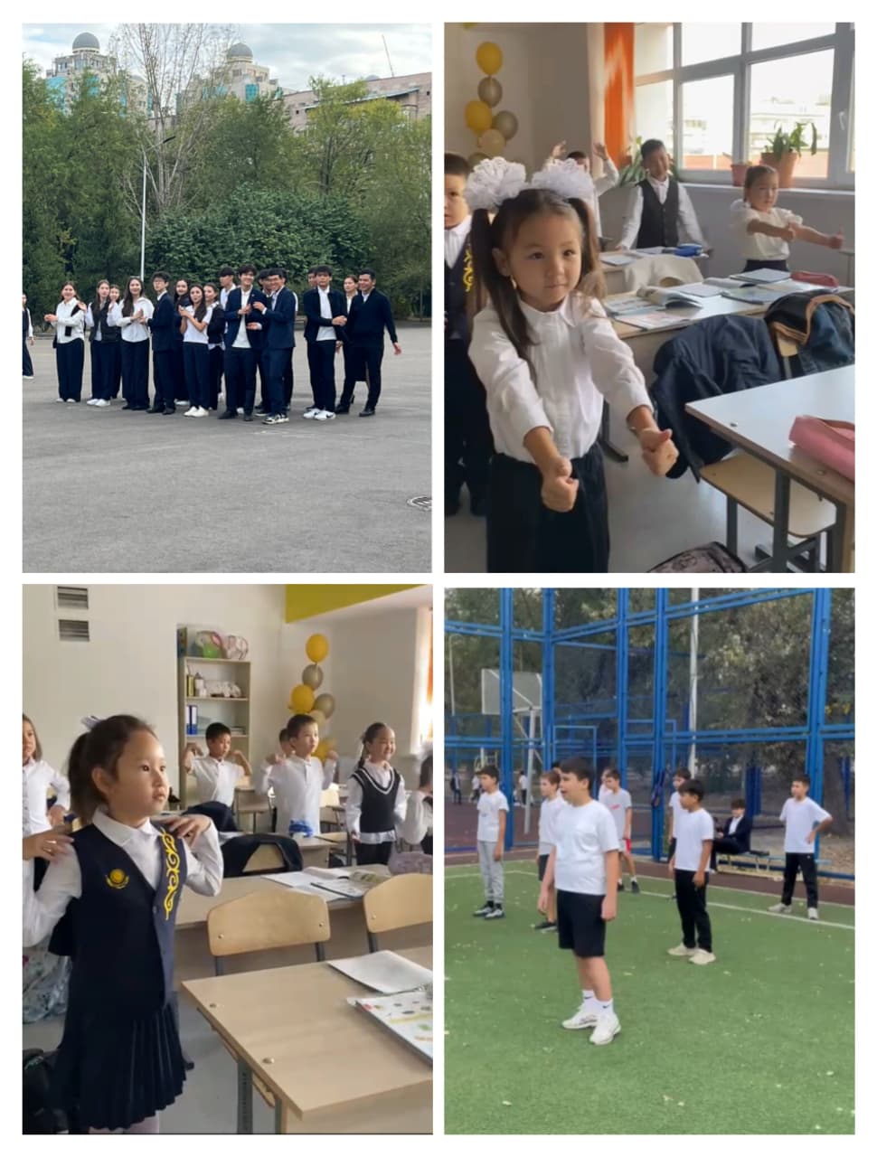 Мектебімізде сабақ басталар алдын 3 минуттық таңғы жаттығу өткізілуде